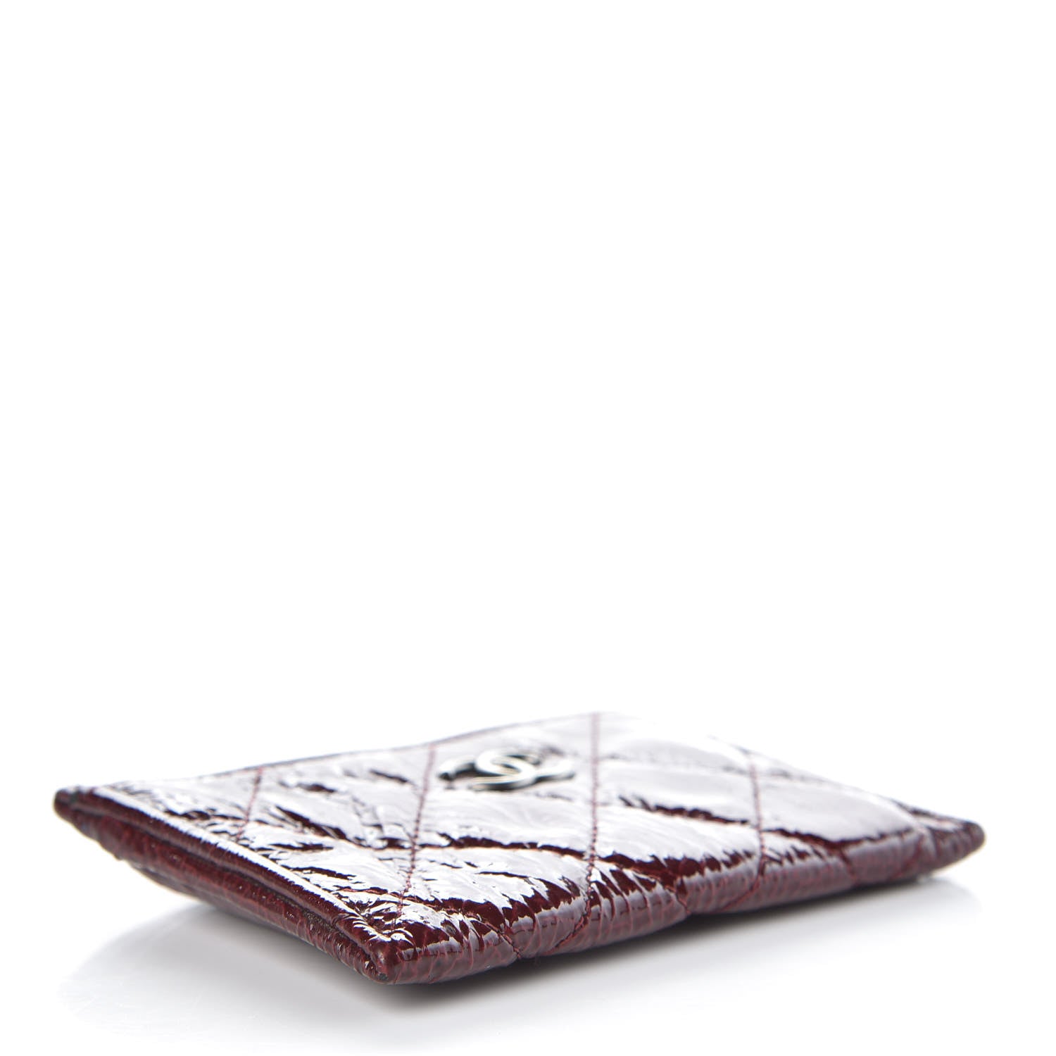 Chanel Distressed Patent Quilted Card Holder Bordeaux 4 of 7