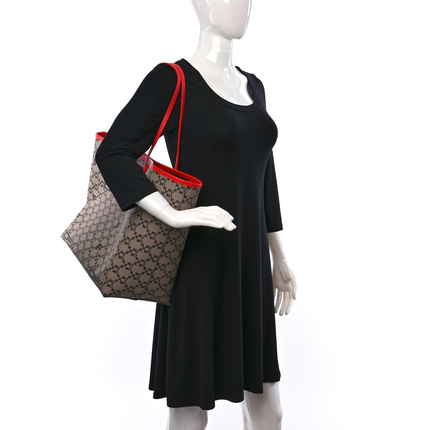 Coated Canvas Arrow Print Day Off Tote Bag Beige