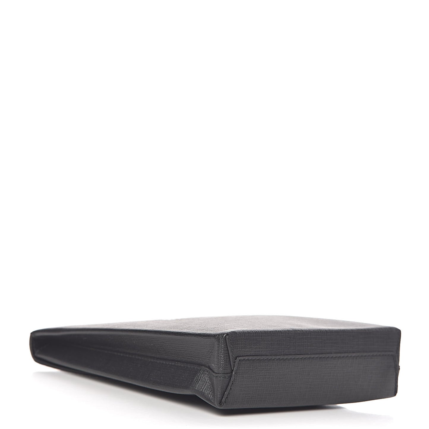 Squared Calfskin Logo Shopping Envelope Clutch Black