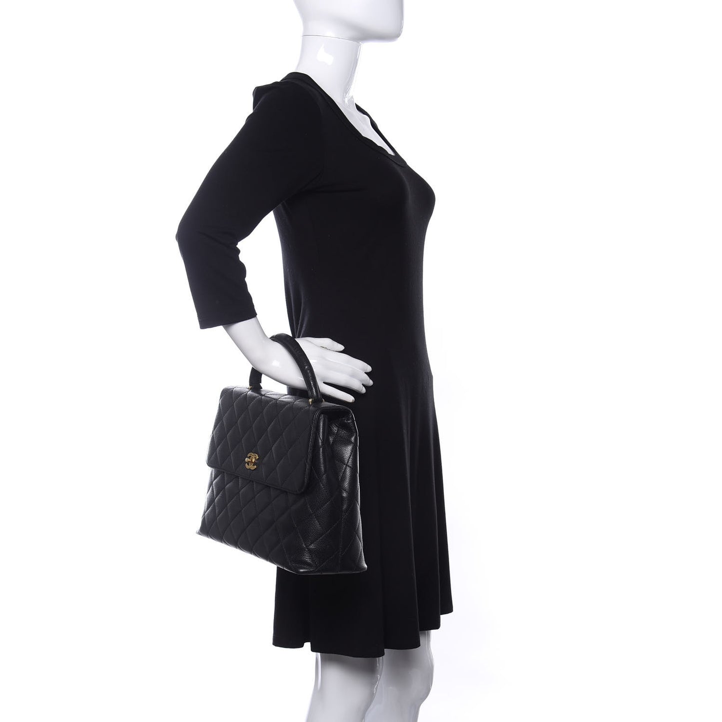 Caviar Quilted Jumbo Kelly Flap Black