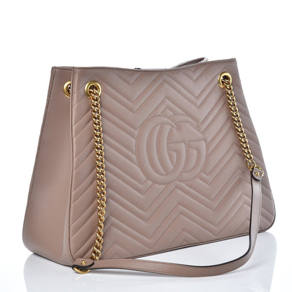 Gucci Calfskin Matelasse Medium GG Marmont Shoulder Tote Bag Porcelain Rose 3 of 7