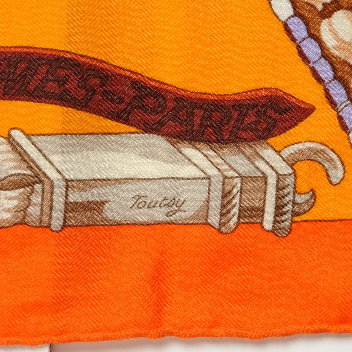 Hermes Cashmere Silk Ceintures et Liens Shawl 140 Orange Bouton D'or Mauve 9 of 16