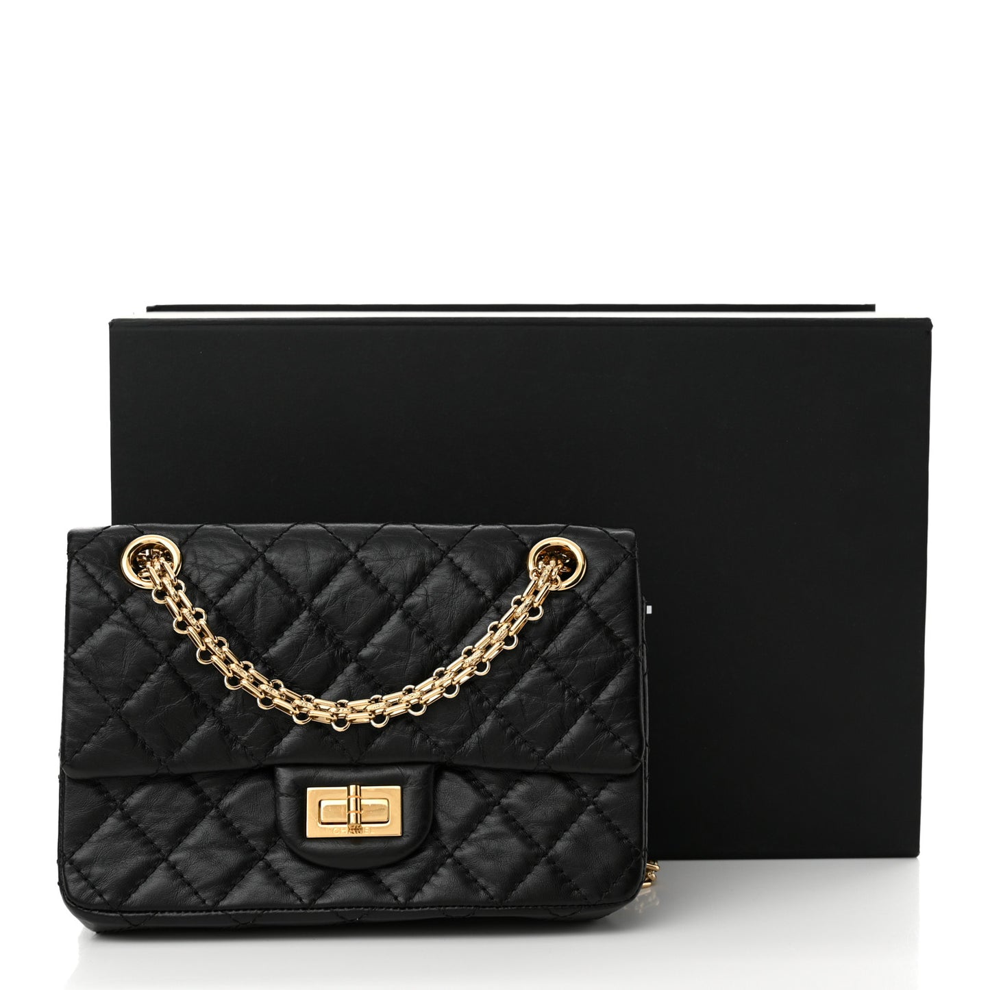 Aged Calfskin Quilted 2.55 Reissue Mini Flap Black