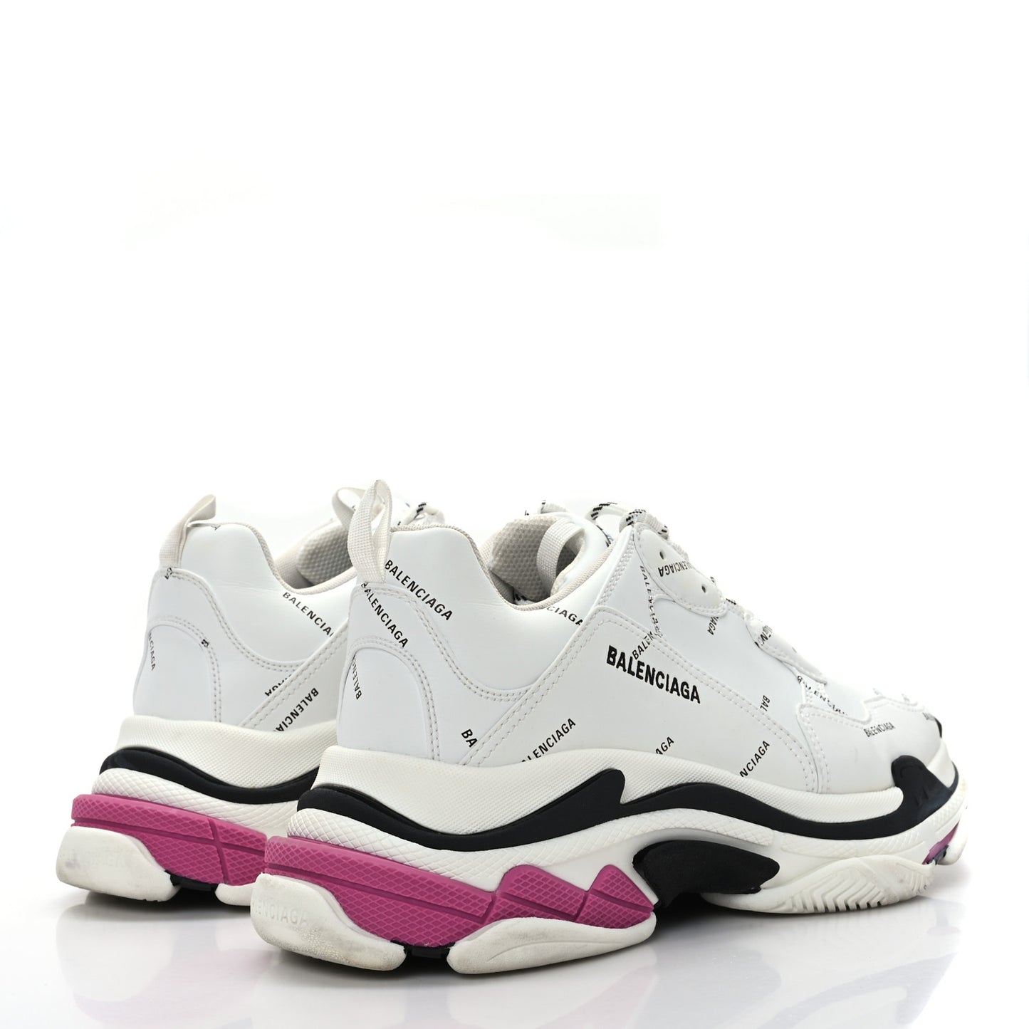 Technical Fabric Allover Logo Mens Triple S Sneakers 46 White Black Pink
