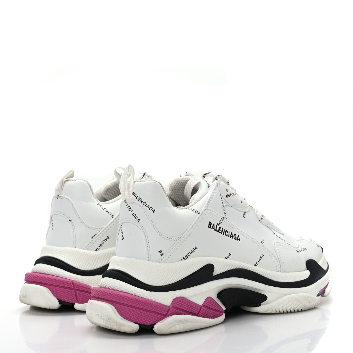 Balenciaga Technical Fabric Allover Logo Mens Triple S Sneakers 46 White Black Pink 4 of 8