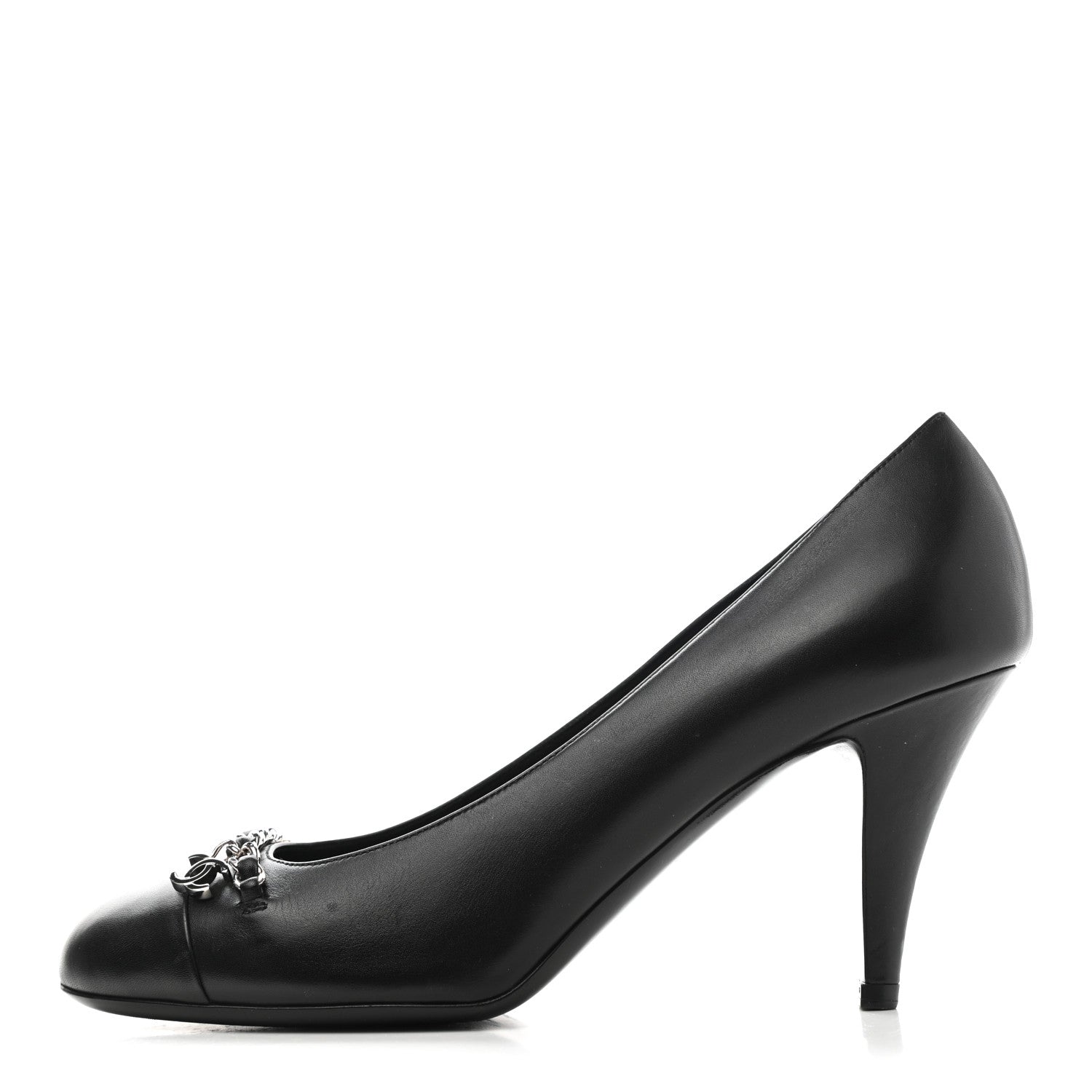 Chanel Calfskin CC Cap Toe Chain Pumps 39 Black 1 of 11