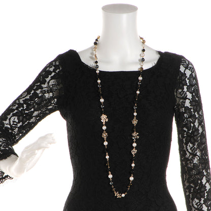 Chanel Pearl Crystal CC Beaded Lucky Charms Long Necklace Gold 2 of 7