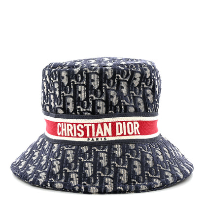 Christian Dior Velvet Oblique Large Brim Bucket Hat 58 Bleu Red 4 of 10