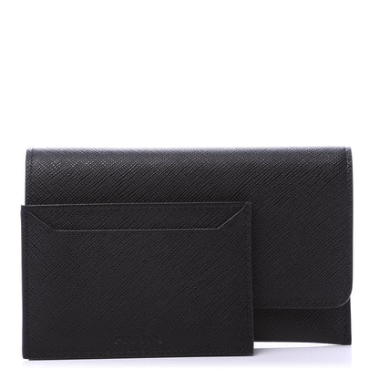 Prada Saffiano Metal Flap Wallet Black 6 of 9