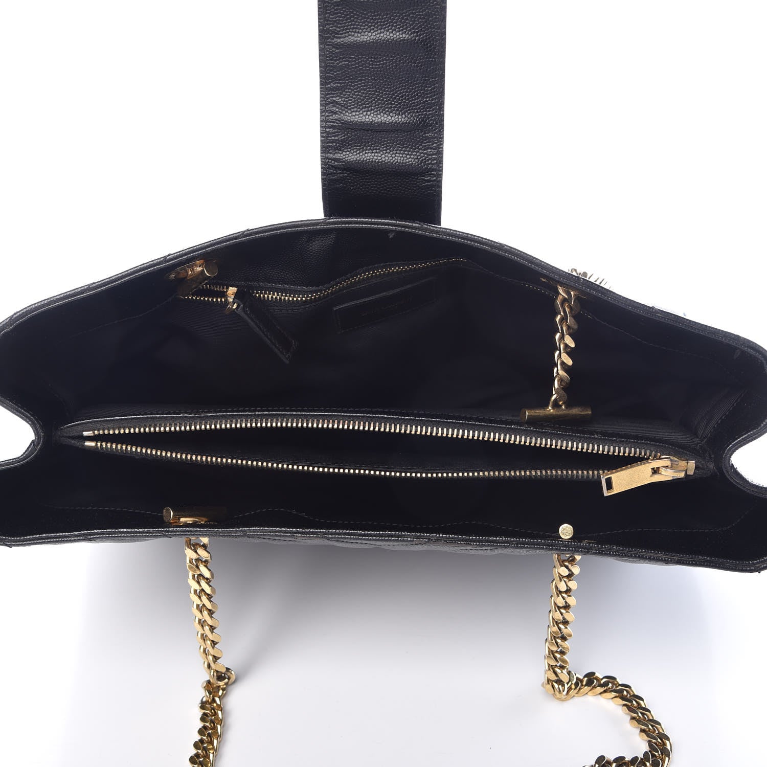 Saint Laurent Grain De Poudre Matelasse Chevron Monogram Shopping Bag Black 5 of 13