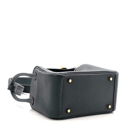 Hermes Taurillon Clemence Mini Lindy 20 Vert Cypress 4 of 11