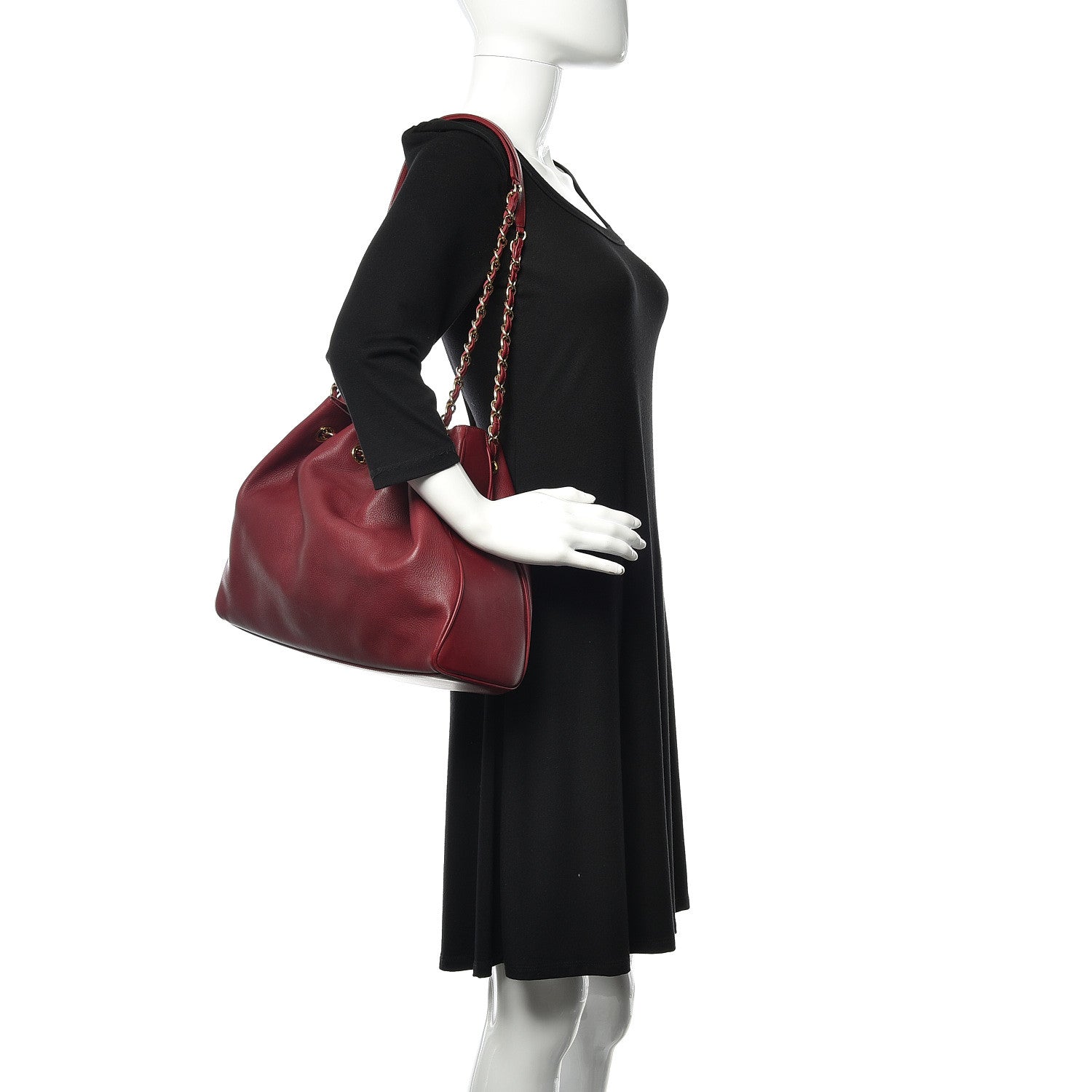 Chanel Deerskin Drawstring Shoulder Bag Red 2 of 12