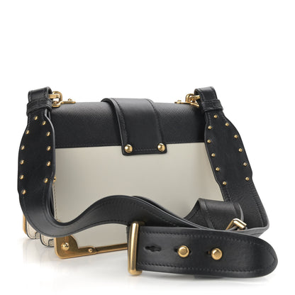 Prada City Calf Saffiano Cahier Bag Talco Black 2 of 9