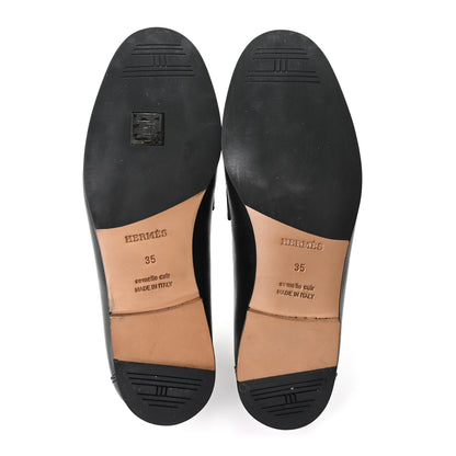 Hermes Calfskin Womens Colette Loafers 35 Black 12 of 19