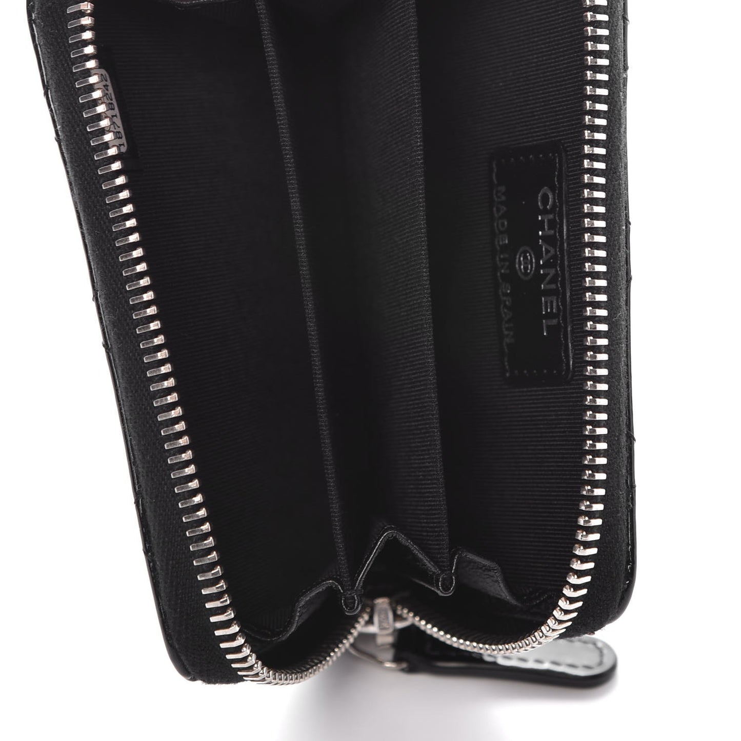 Patent Calfskin Quilted Zip Coin Purse Black