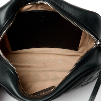Gucci Calfskin Matelasse Aria Small GG Marmont Chain Shoulder Bag Black 5 of 10