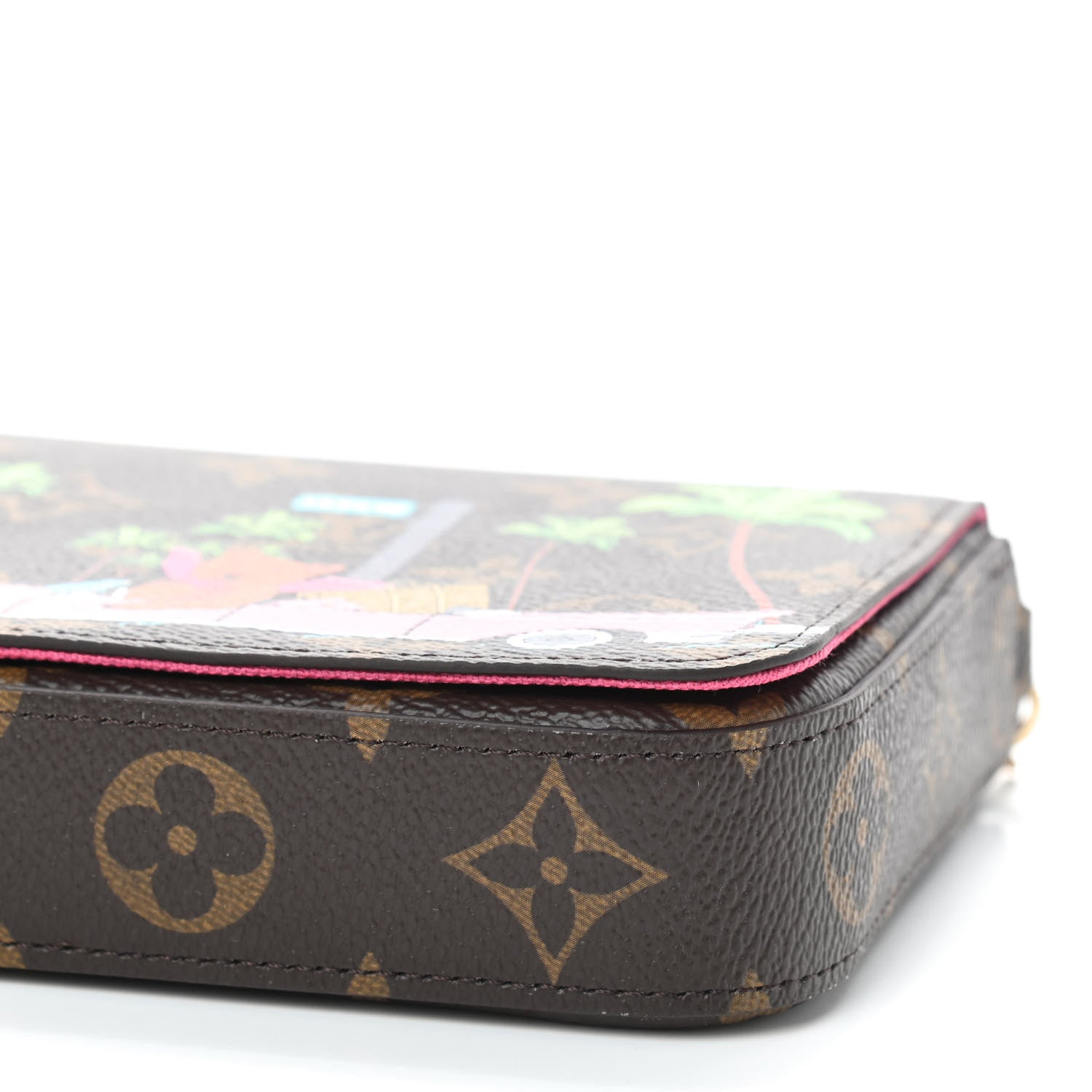 Louis Vuitton Monogram 2021 Christmas Animation Hollywood Pochette Felicie Chain Wallet Fuchsia 8 of 9