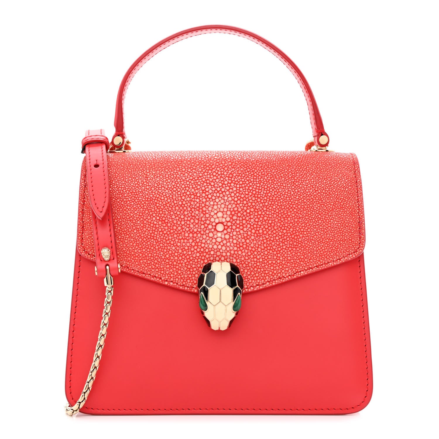 Bulgari Calfskin Galuchat Serpenti Forever Crossbody Red 3 of 11