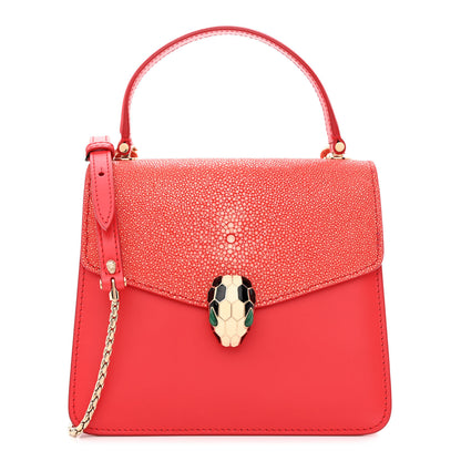 Bulgari Calfskin Galuchat Serpenti Forever Crossbody Red 3 of 11