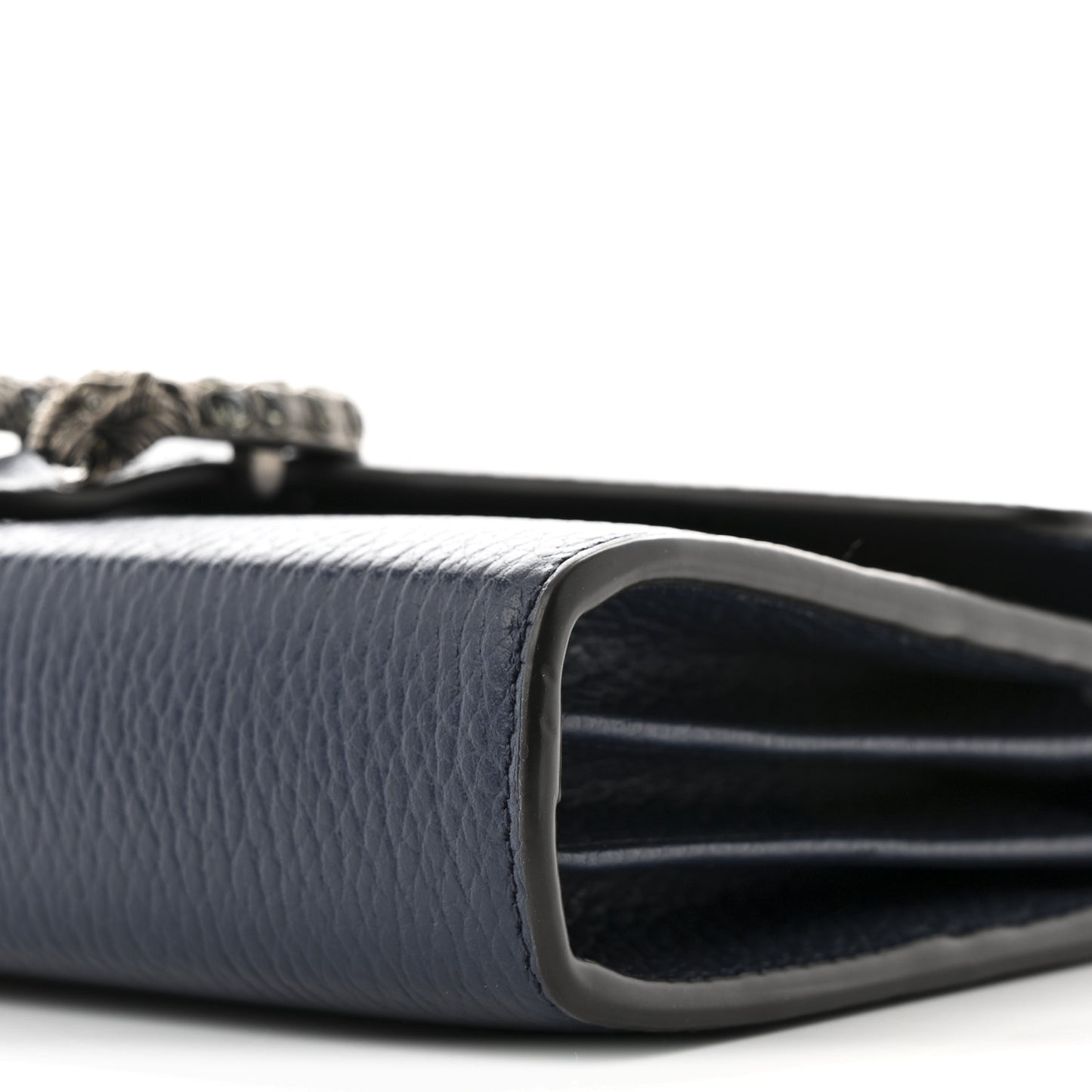 Dollar Calfskin Crystal Mini Dionysus Chain Wallet Blue Agata Black Diamond