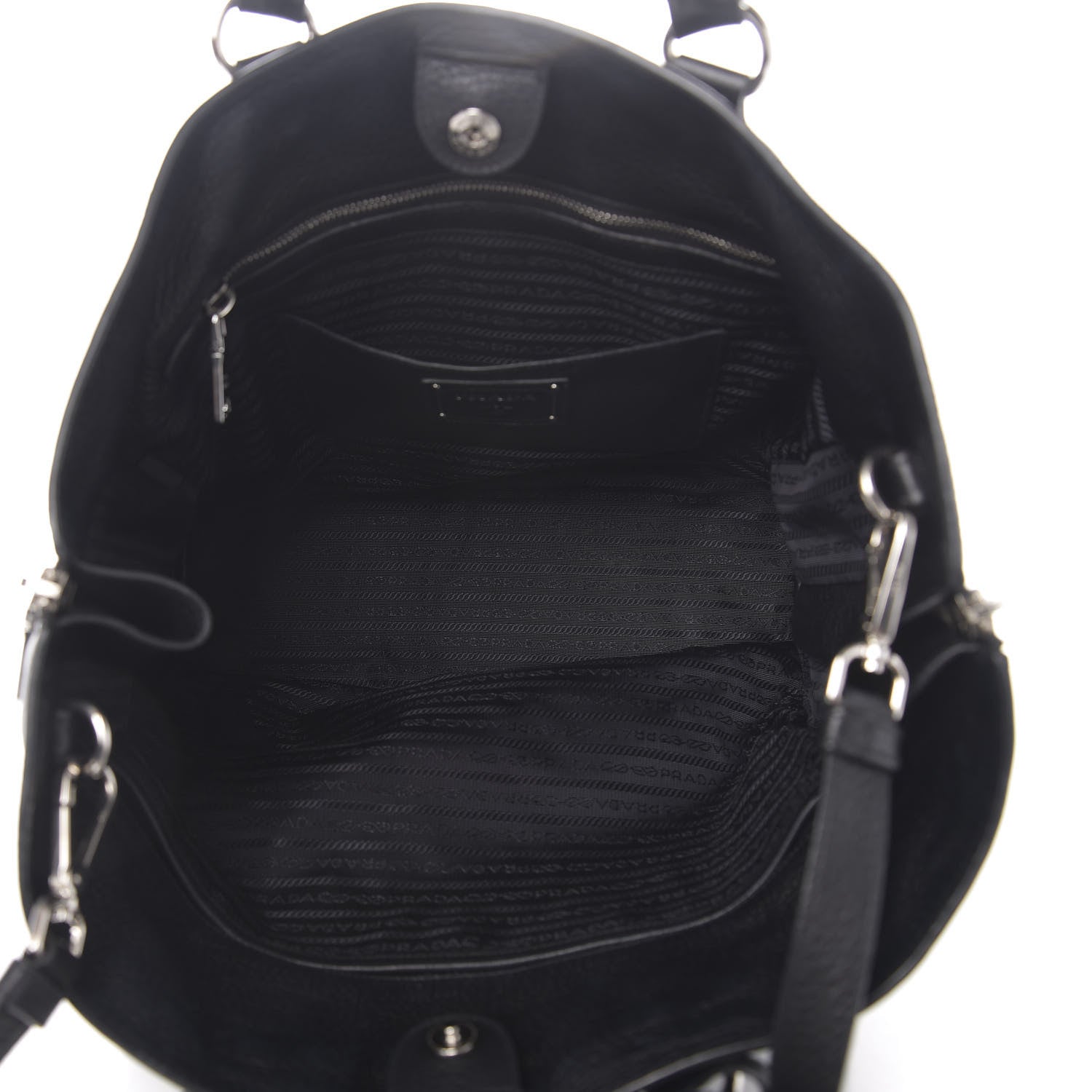 Prada Vitello Phenix Tote Black 9 of 19