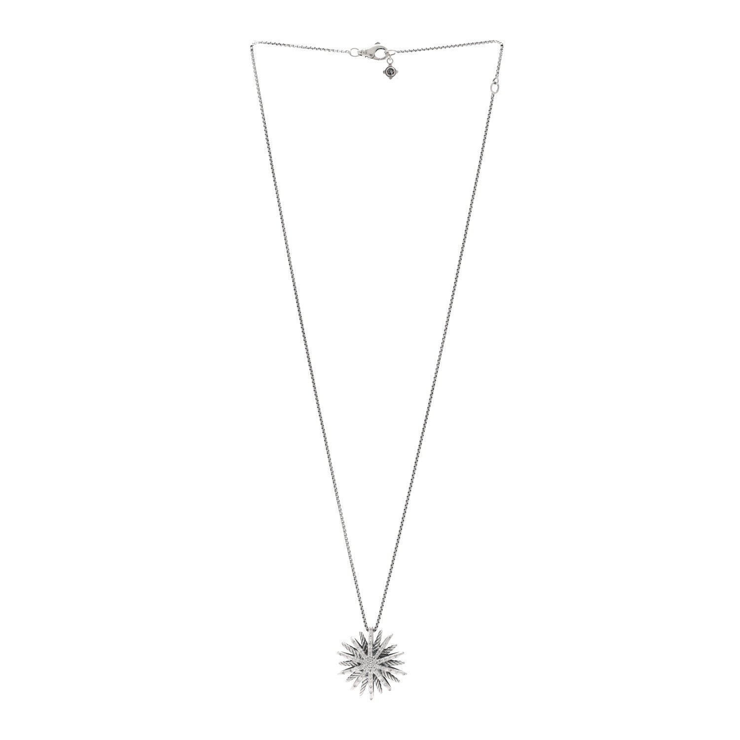 David Yurman Sterling Silver Diamond Medium Starburst Pendant Necklace 2 of 3