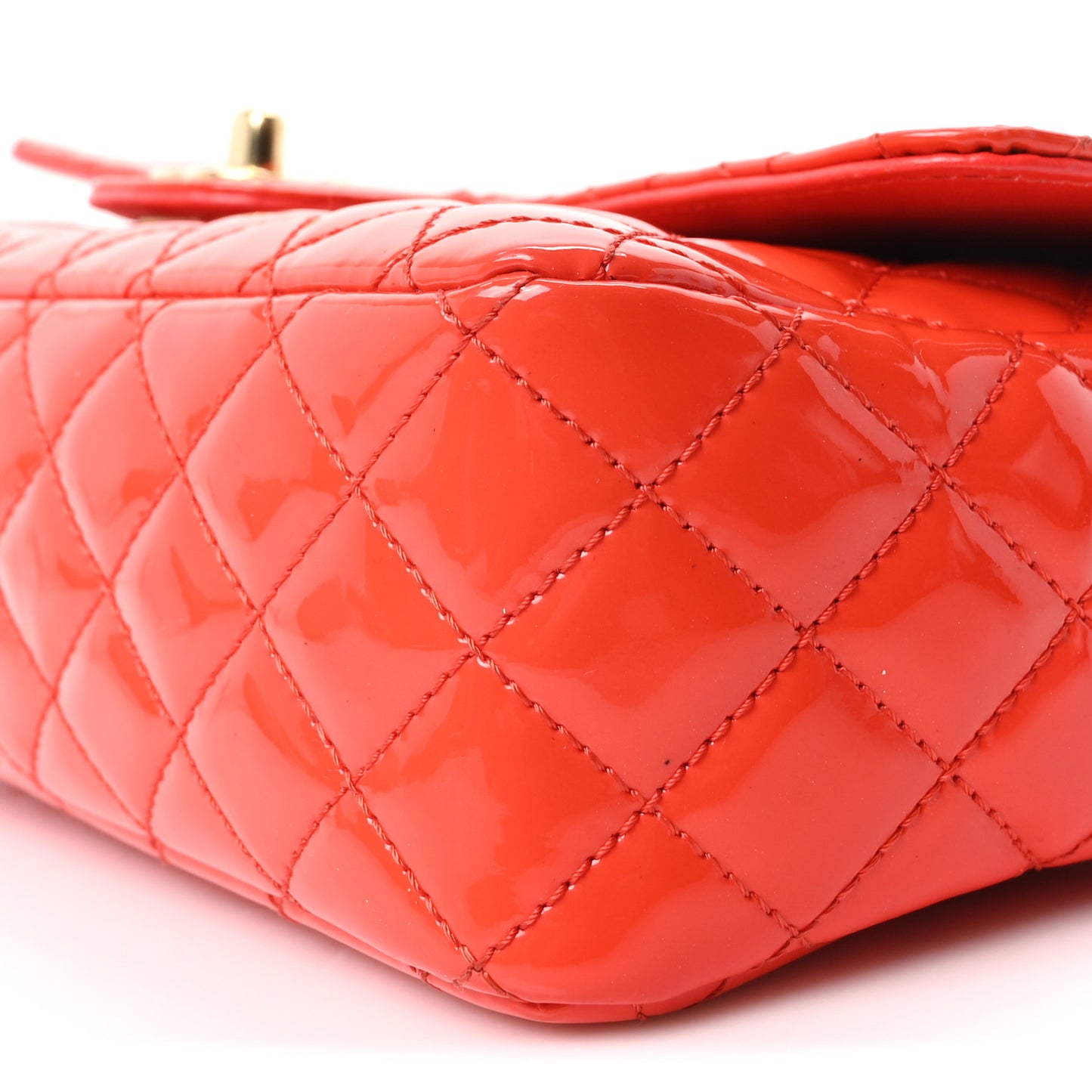 Patent Calfskin Quilted Valentine Charms Medium Single Flap Red
