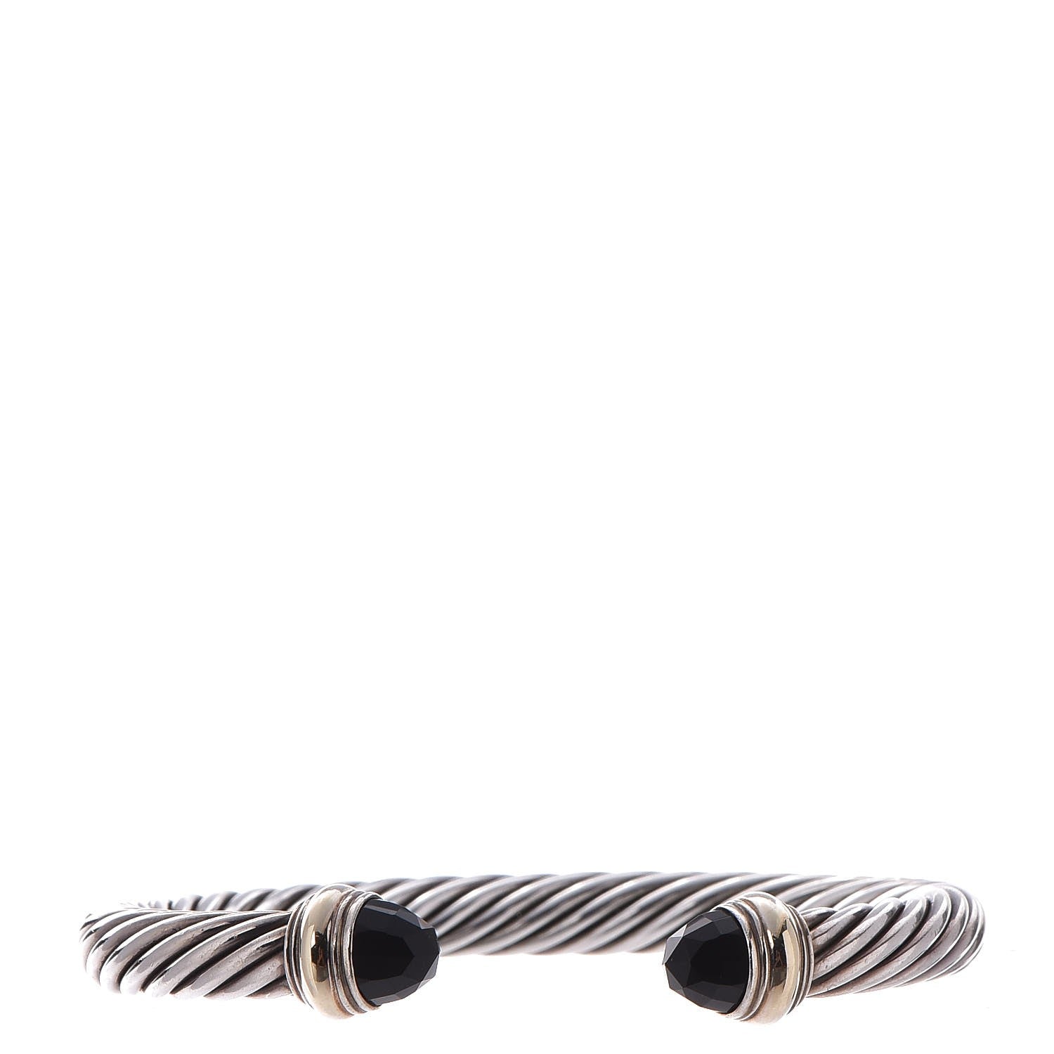 David Yurman Sterling Silver 14K Yellow Gold Black Onyx 7mm Cable Classics Bracelet 1 of 5
