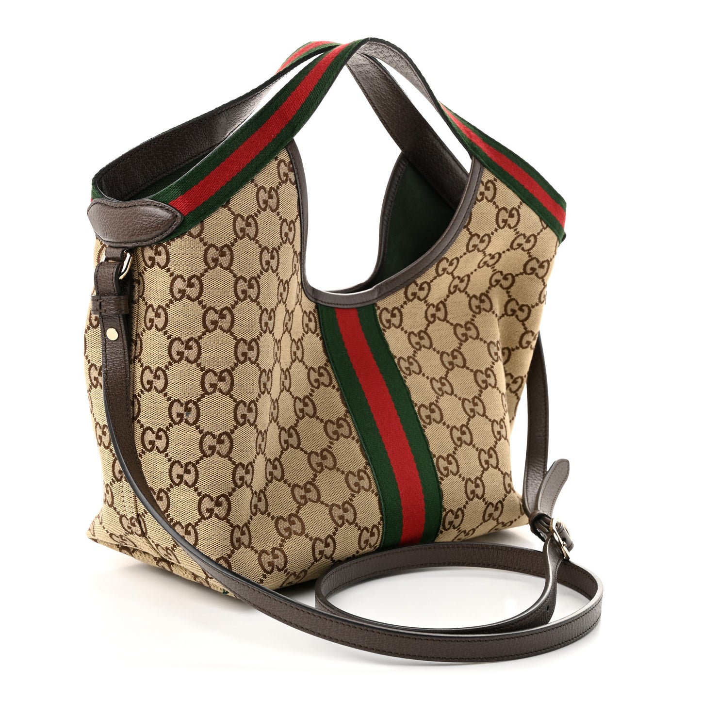 Monogram Web Small Giglio Tote Beige Dark Brown