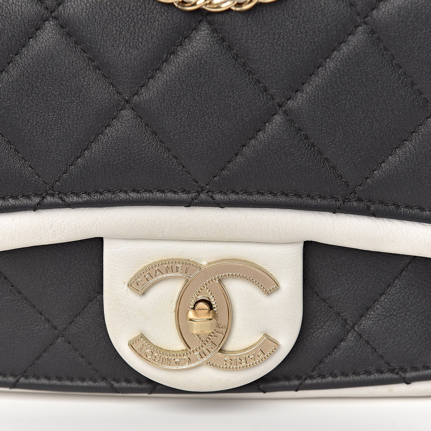 Chanel Lambskin Quilted Graphic Mini Flap Bag Black White 17 of 17