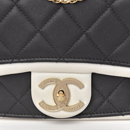 Chanel Lambskin Quilted Graphic Mini Flap Bag Black White 17 of 17