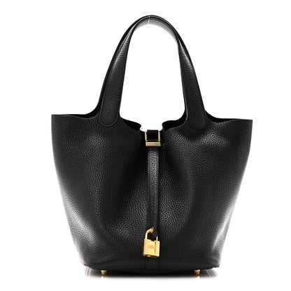 Hermes Taurillon Clemence Picotin Lock 22 MM Black 1 of 10