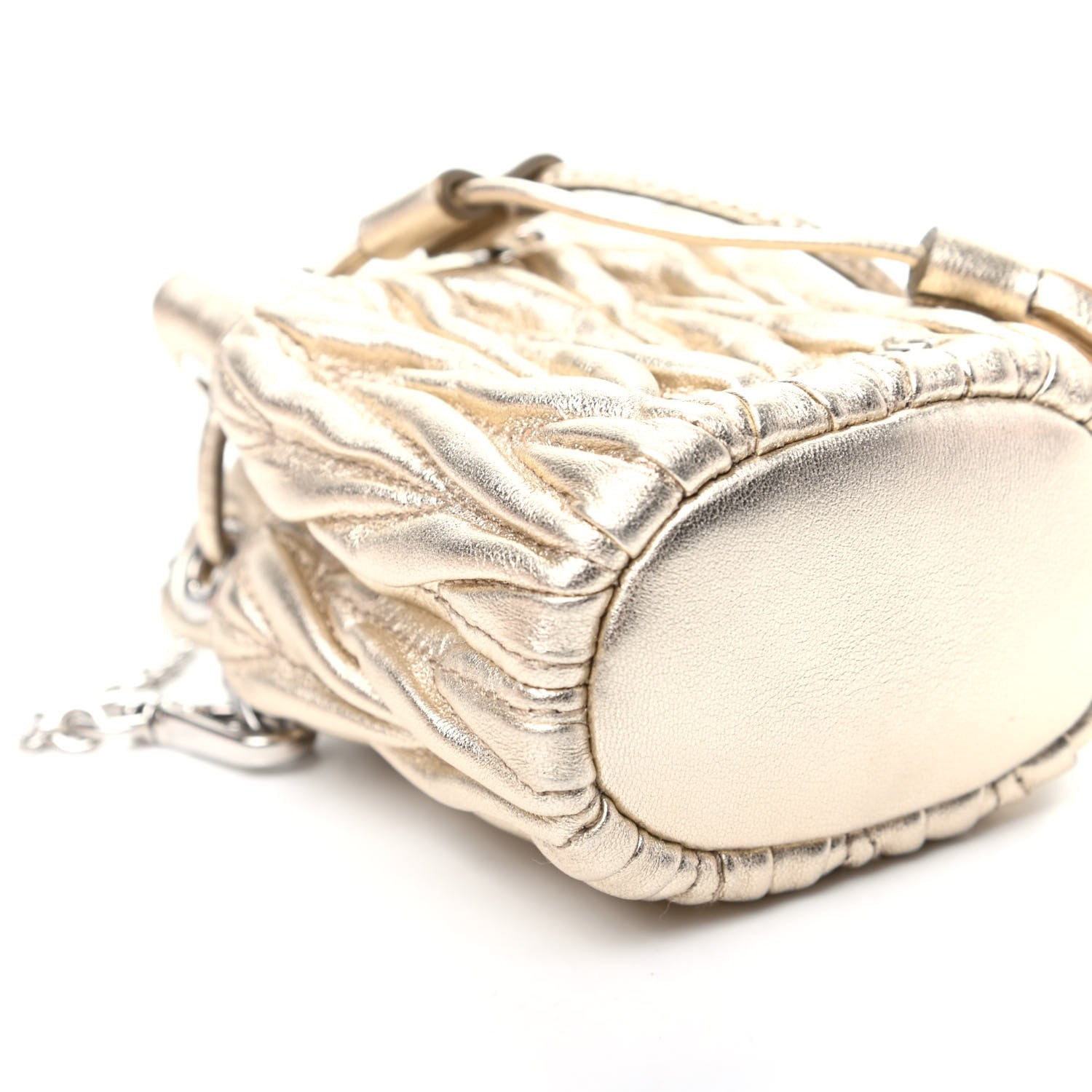 Miu Miu Metallic Nappa Matelasse Mini Bandoliera Gold 7 of 9