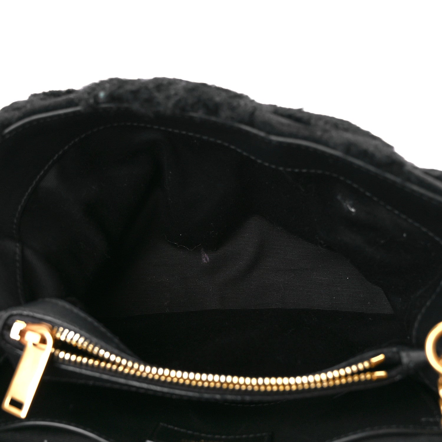 Saint Laurent Suede Shearling Y Quilted Monogram Small Loulou Chain Satchel Black 6 of 12