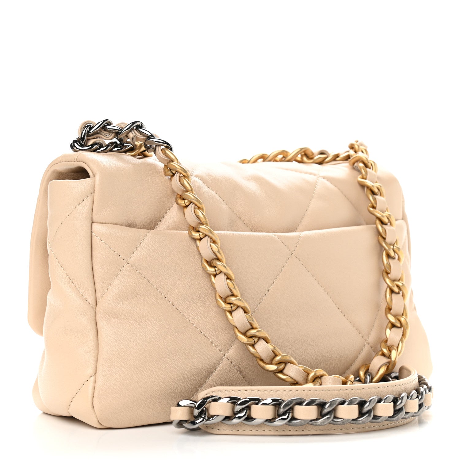 Chanel Lambskin Quilted Medium Chanel 19 Flap Beige 3 of 9