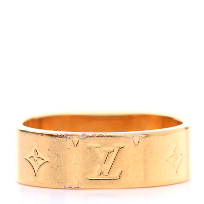 Louis Vuitton Brass Monogram Engraved Nanogram Ring M Gold 3 of 8