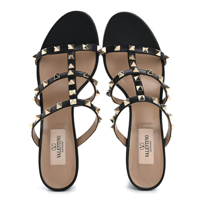 Valentino Garavani Calfskin Rockstud 60mm Caged Slide Sandals 38.5 Black 2 of 10