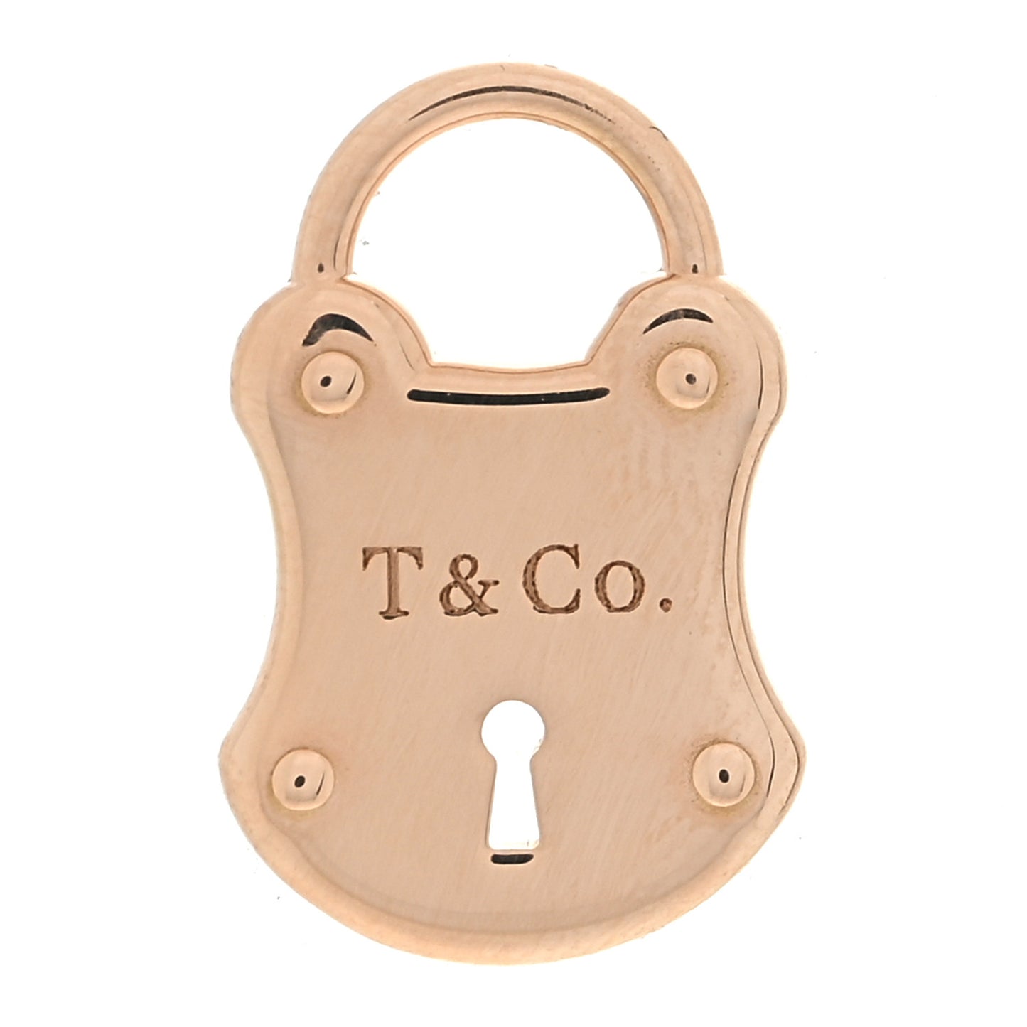 18K Rose Gold Emblem Lock Charm Pendant