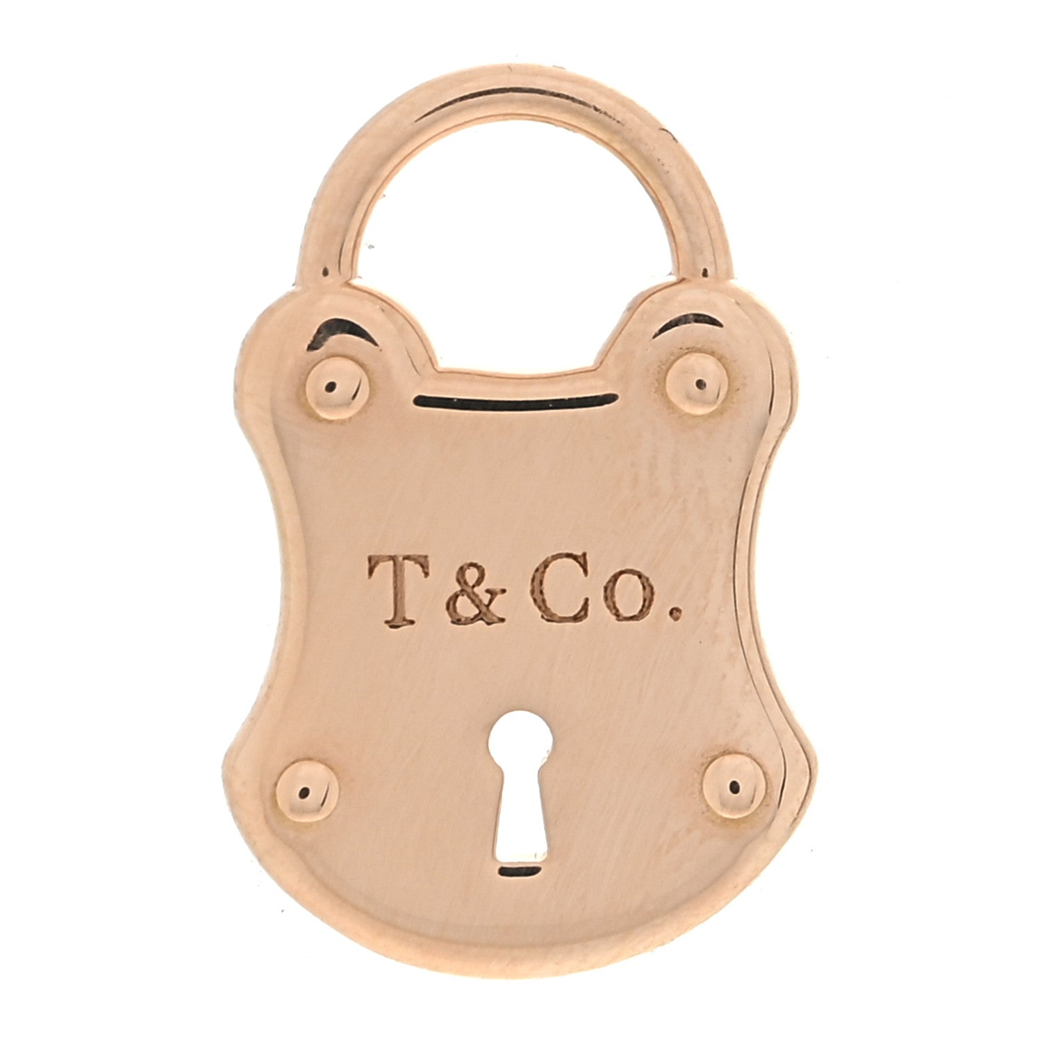 Tiffany 18K Rose Gold Emblem Lock Charm Pendant 3 of 3