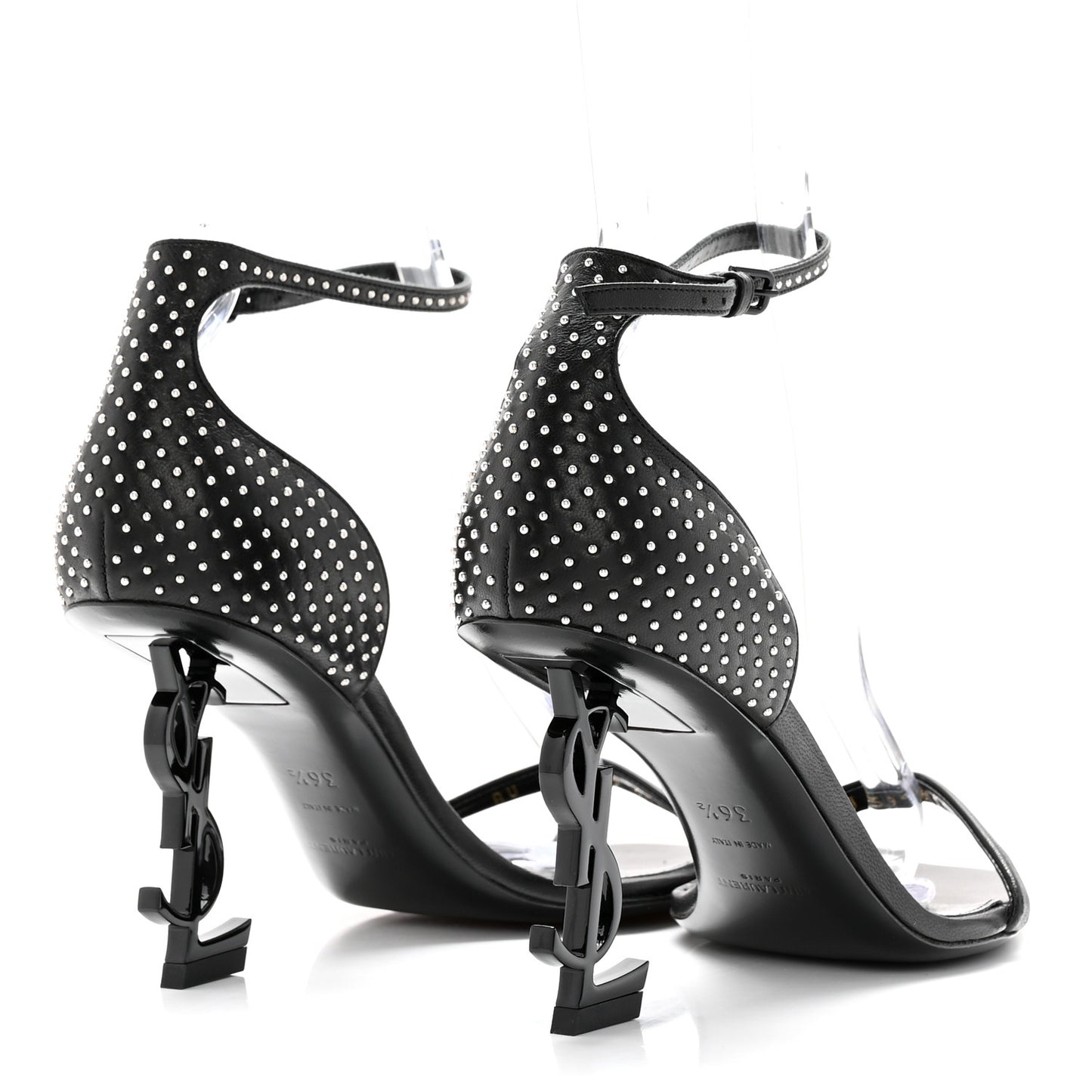 Calfskin Studded Opyum Sandals 36.5 Black