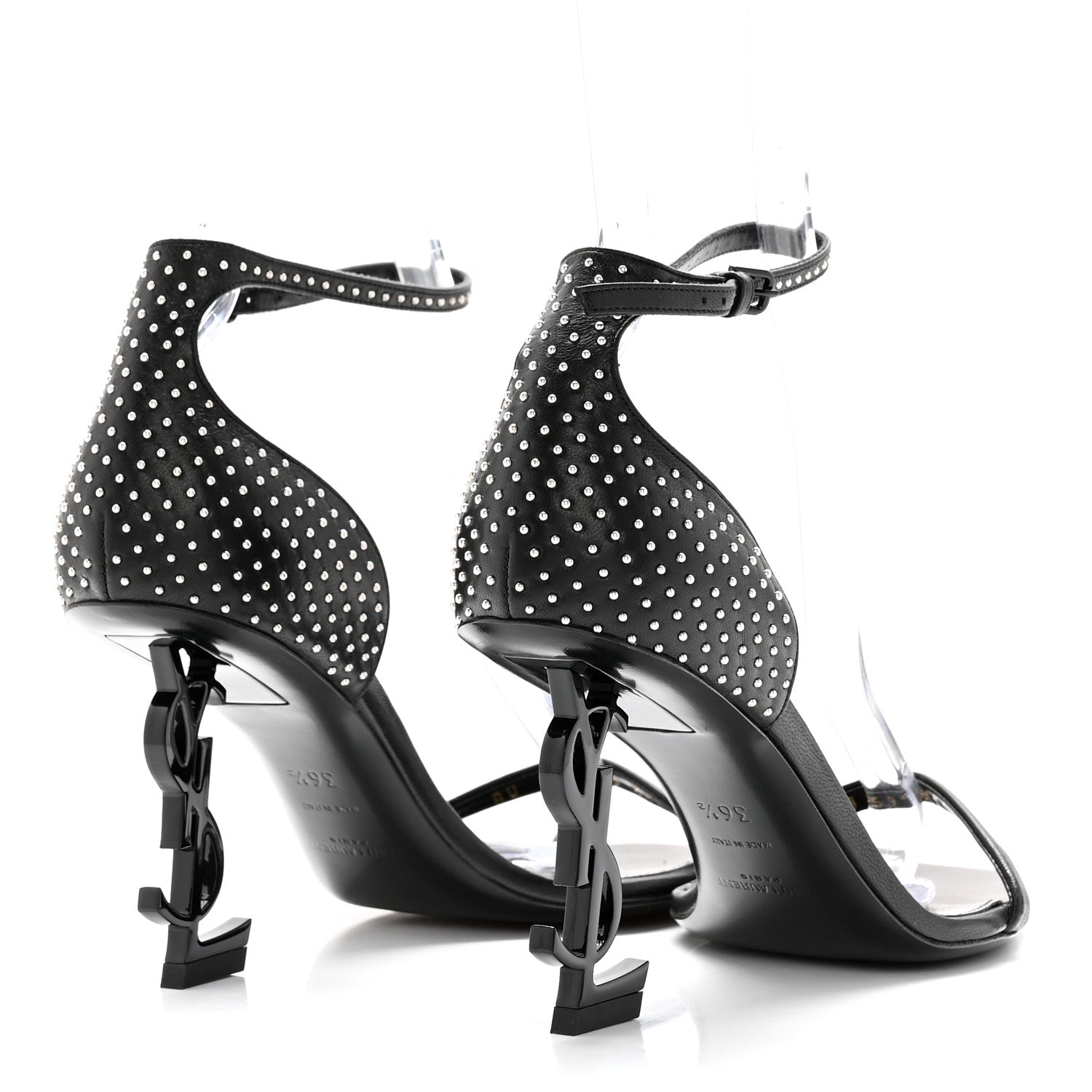 Saint Laurent Calfskin Studded Opyum Sandals 36.5 Black 4 of 10