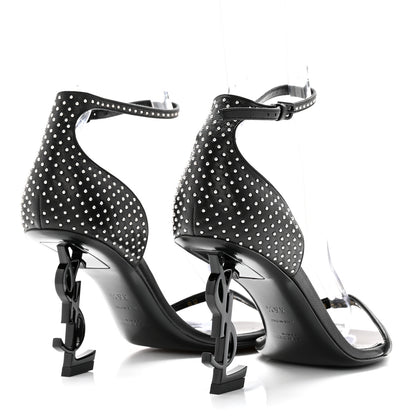Saint Laurent Calfskin Studded Opyum Sandals 36.5 Black 4 of 10