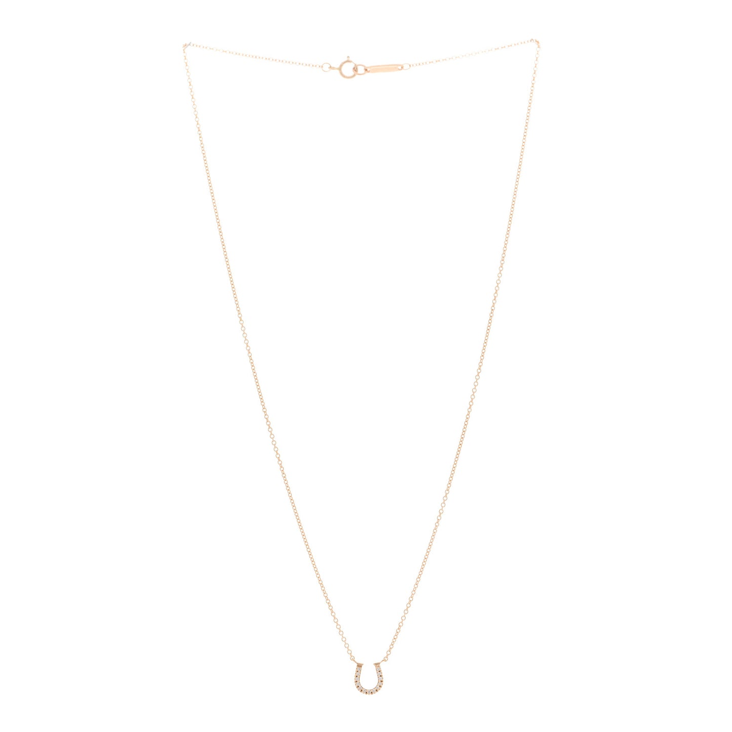 18K Rose Gold Diamond Mini Metro Horseshoe Pendant Necklace