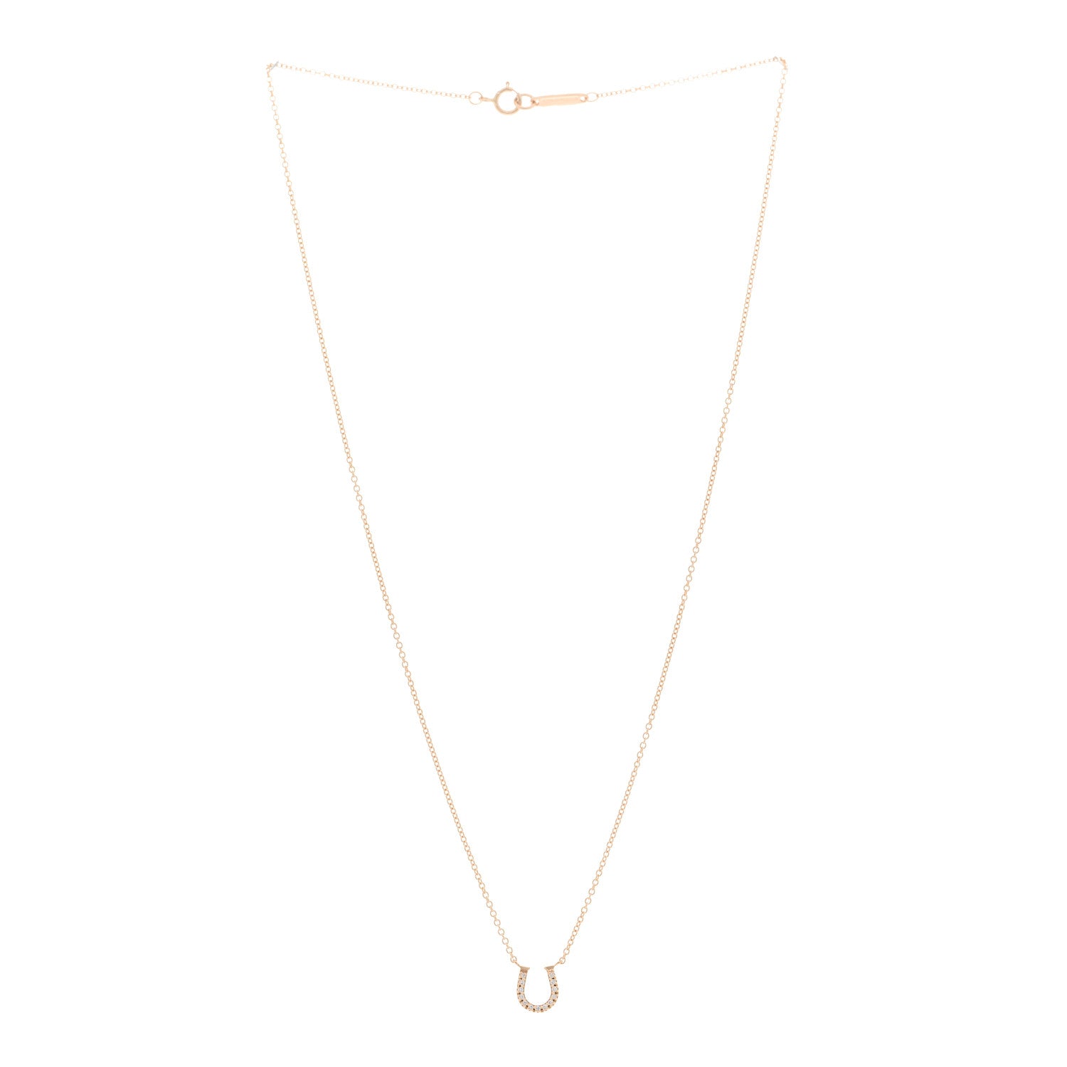 Tiffany 18K Rose Gold Diamond Mini Metro Horseshoe Pendant Necklace 3 of 5