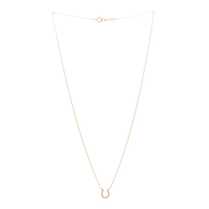 Tiffany 18K Rose Gold Diamond Mini Metro Horseshoe Pendant Necklace 3 of 5