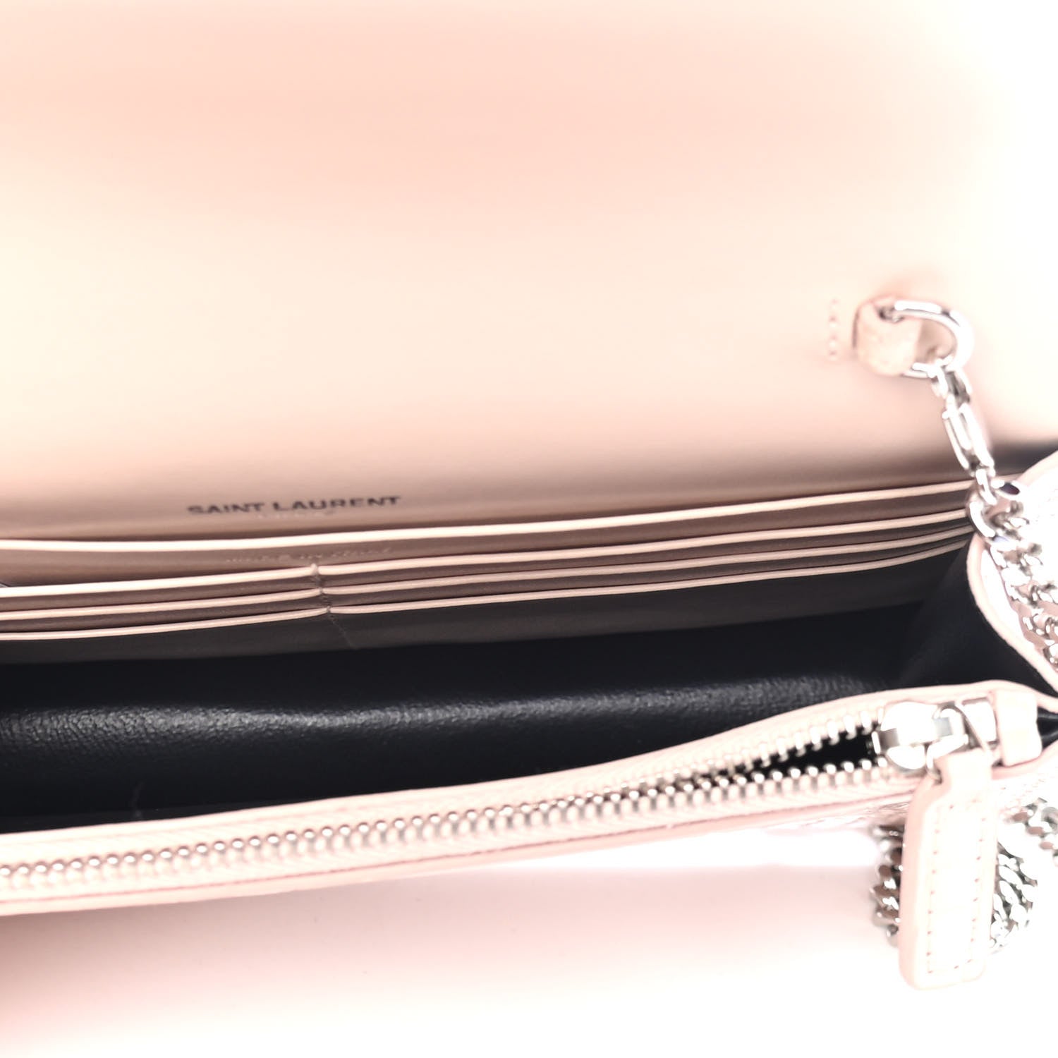 Saint Laurent Calfskin Crocodile Embossed Kate Monogram Tassel Chain Wallet Marble Pink 4 of 4