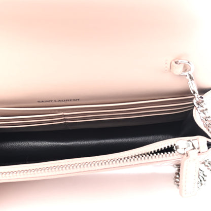 Saint Laurent Calfskin Crocodile Embossed Kate Monogram Tassel Chain Wallet Marble Pink 4 of 4