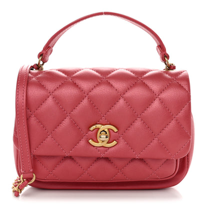 Chanel Metallic Calfskin Quilted Top Handle Flap Dark Pink 1 of 11