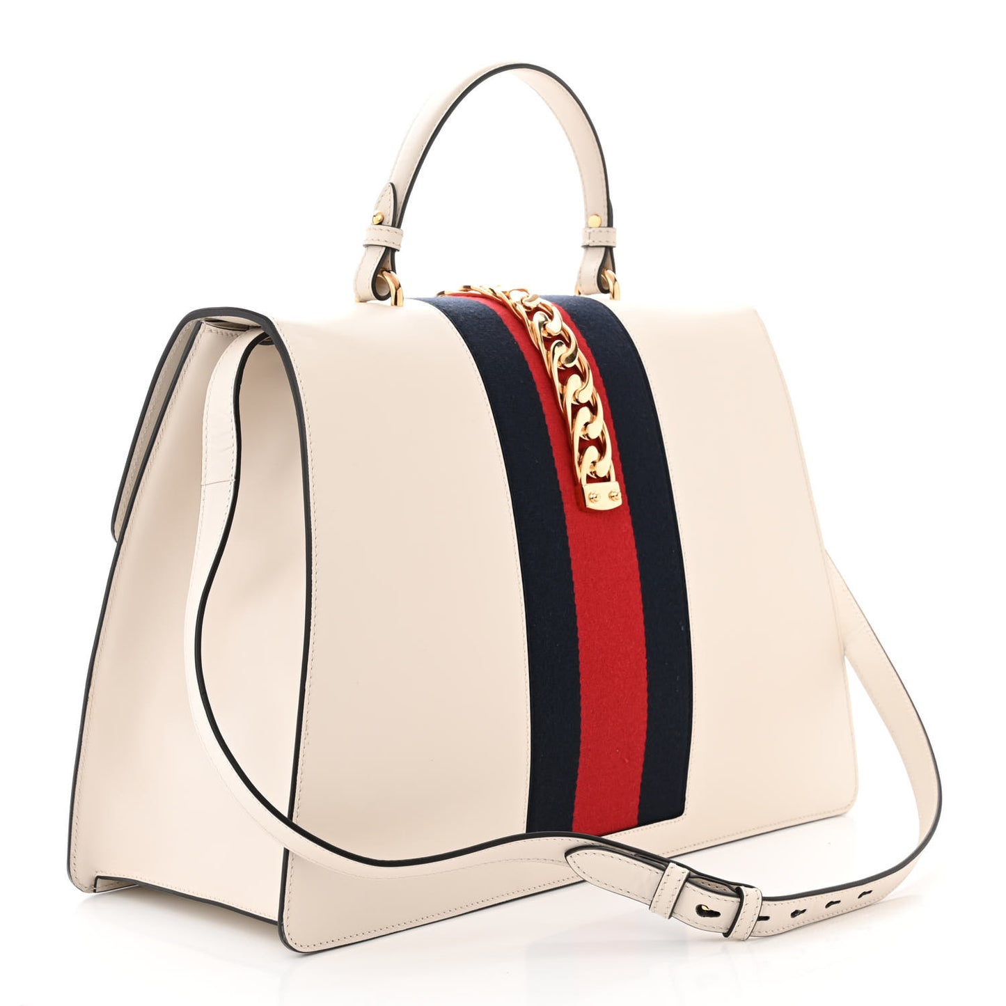 Calfskin Maxi Sylvie Top Handle Bag White