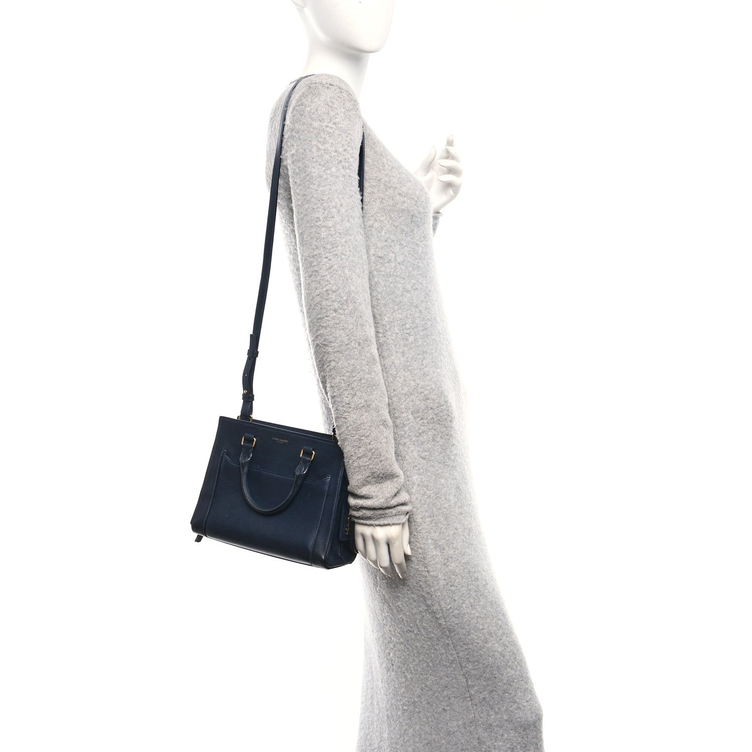 Saint Laurent Smooth Calfskin Small East Side Tote Midnight Blue 2 of 13